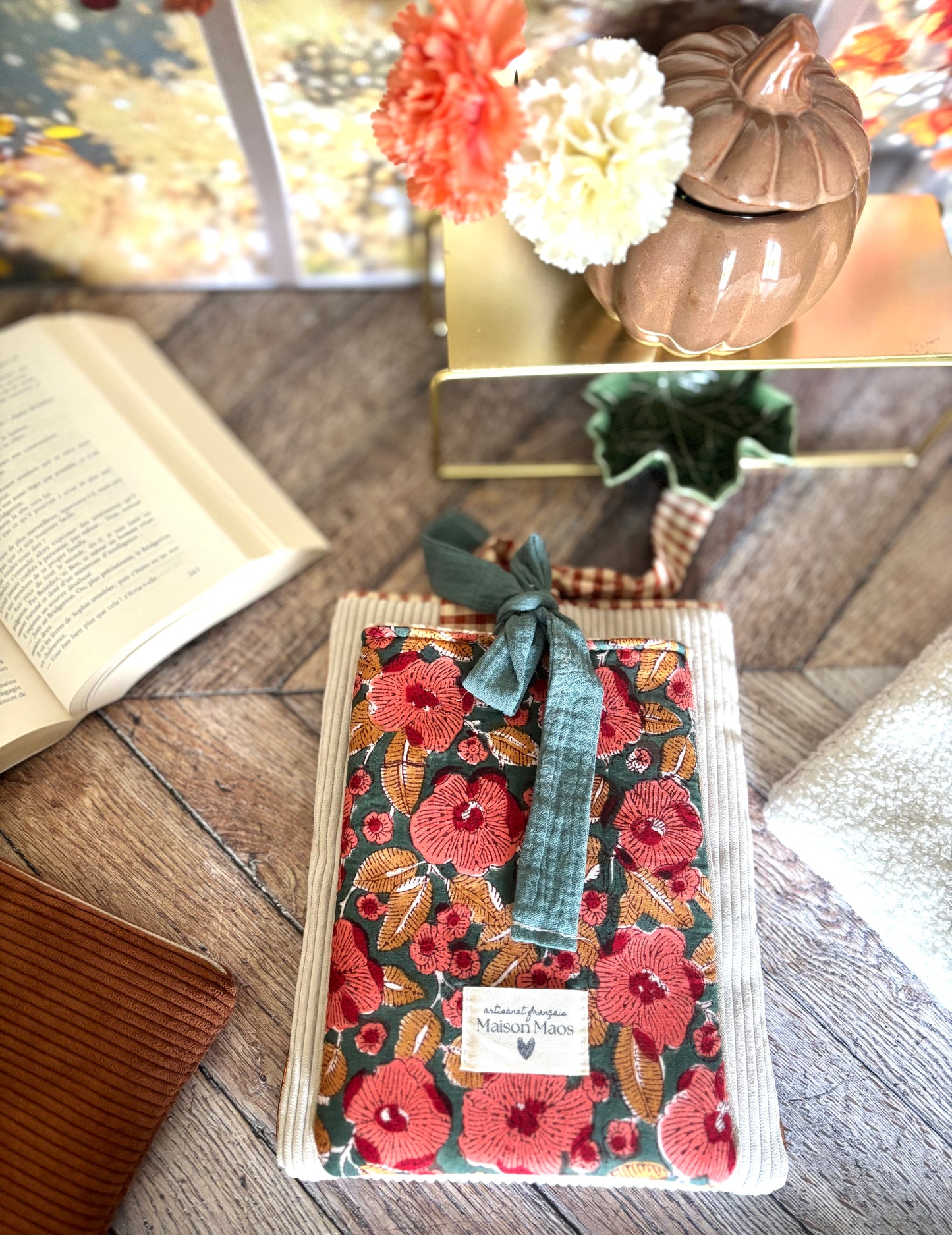Pochette à livre Cozy feuille d'autonme